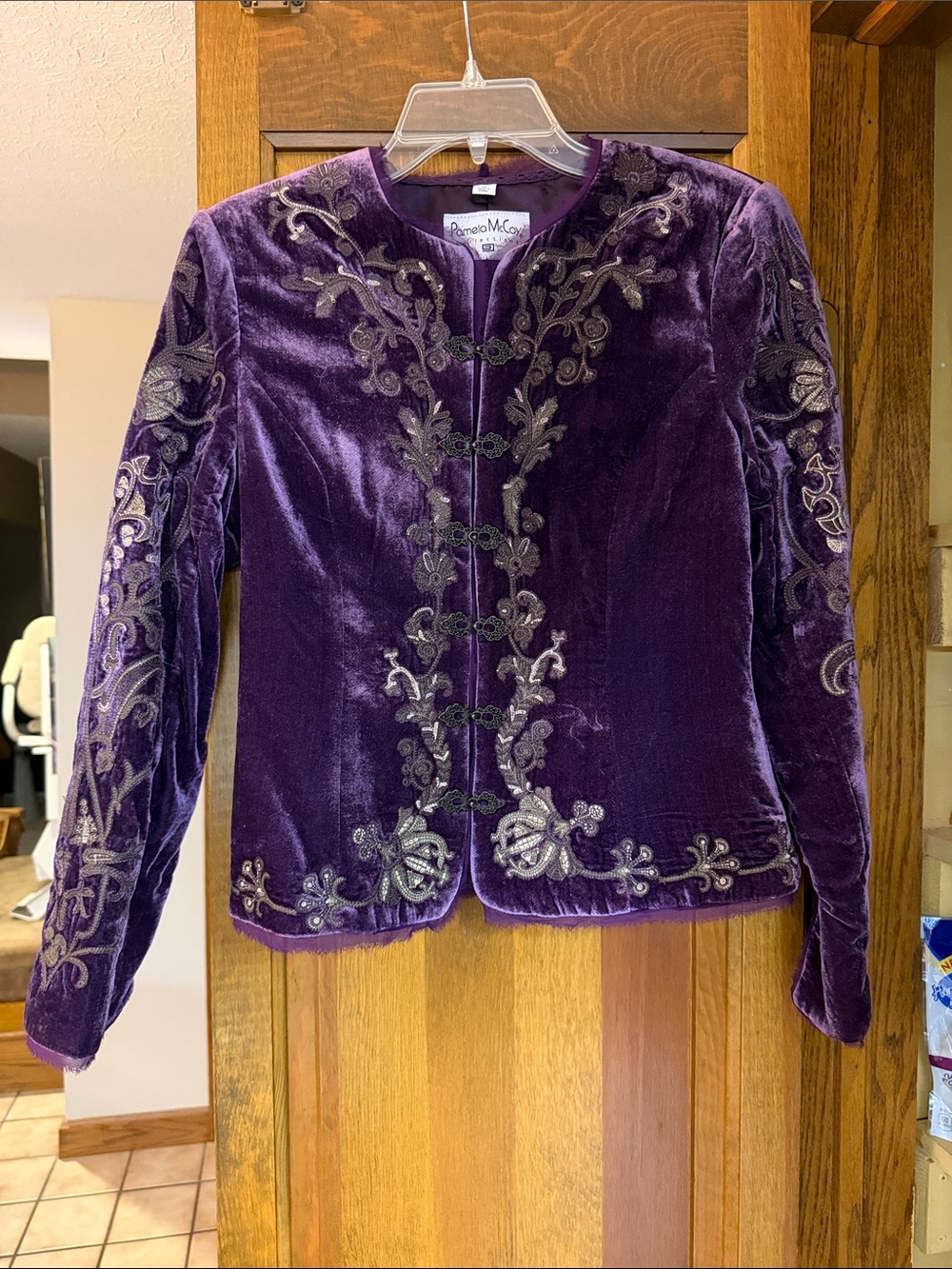 Pamela McCoy Deep Purple Velvet Embroidered Jacket